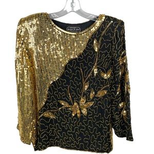 Jean for Joseph Le Bon Paris-Hong Kong New York Sill Sequin Blouse Size Small